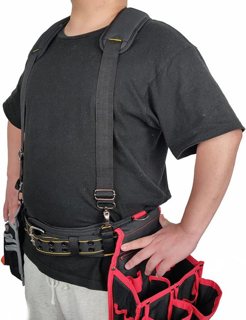 AISENIN Heavy-Duty Tool Belt Suspenders for Men - 3 Point Padded Suspenders for Tool Belt