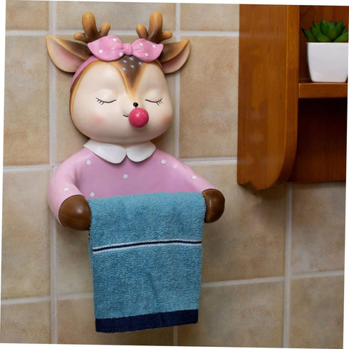 1pc Lurrose Cute Deer Wall-Mounted Toilet Paper Holder Creative Roll Paper Rack for Bathroom and Stylish Design No