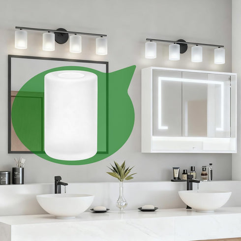 GDMQWSP Fixtures,1-5/8 Inch 4"w 6"hCylinder Glass Lamp Shade Replacement, Frosted Glass Lamp Cover for Pendant Light