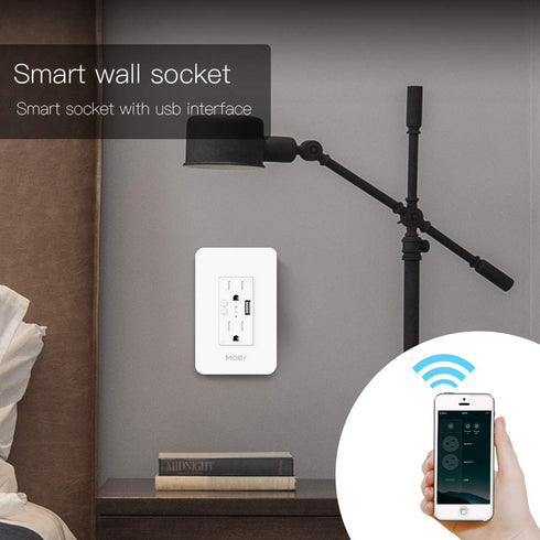 MOES WiFi Smart Wall Outlet, 15A Divided Control 2 in 1 Socket with USB, Compatible with Alexa & Google Home, ETL