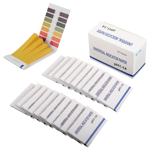 BOJACK 20 Pack 80 Strips pH 1-14 Test Paper, 400 Strips for Water Soil Testing