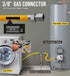 Gas Connector Kit, 48 inch Yellow Coated Stainless Steel, 5/8 OD Flexible Hose