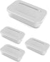 4 Pack 8 Inch QWORK Stainless Steel Instrument Tray with Lid, Metal Box for Lab, Tattoo & Esthetician Supplies
