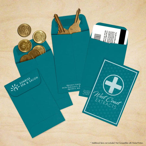 LUXPaper #1 Coin Envelopes, 2 1/4" x 3 1/2", Teal, 80lb Text, 50 Qty