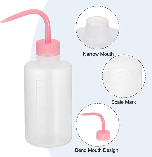 PATIKIL 250ml Wash Bottle, 6pcs Plastic Squeeze Bottle for Green Soap Cleaning and Irrigation, Pink Clear