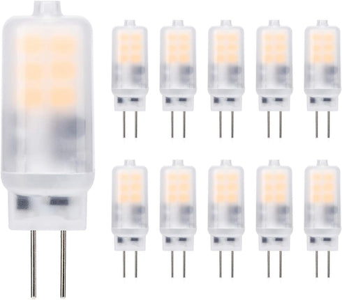 YUIIP G4 LED Light Bulb 2W AC/DC 12V Warm White 2700K Bi-Pin Base Lamp for Landscape Chandelier Lighting, Pack of 10