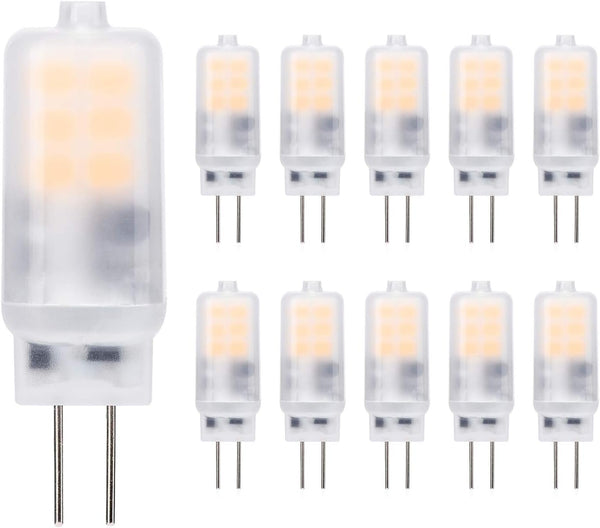 YUIIP G4 LED Light Bulb 2W AC/DC 12V Warm White 2700K Bi-Pin Base Lamp for Landscape Chandelier Lighting, Pack of 10