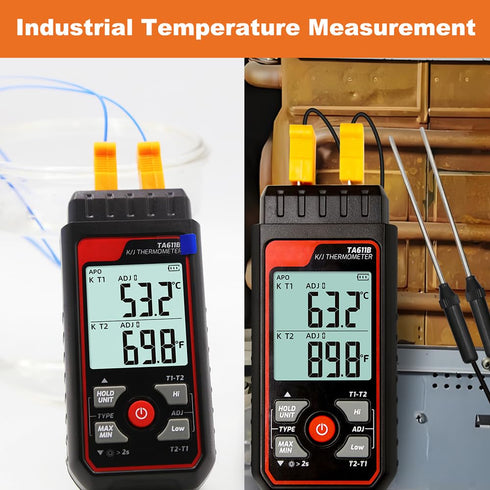-328~2501 4PCS Digital Thermocouple Thermometer Dual-Channel K/J Type Thermometer Wide Range Industrial HVAC