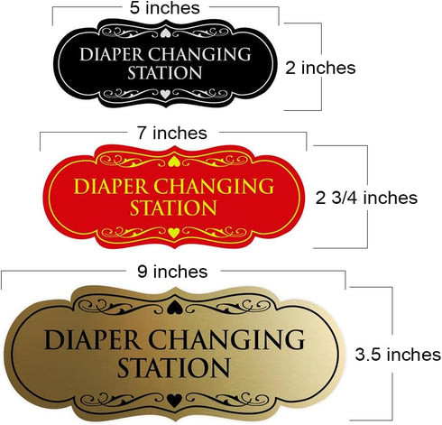 Designer Brushed Silver Diaper Changing Station Sign - Small