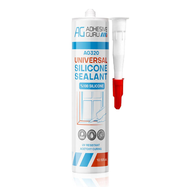Adhesive Guru All Purpose Clear Silicone Sealant, Waterproof, 10.15 fl.oz, 100% Silicone, Transparent