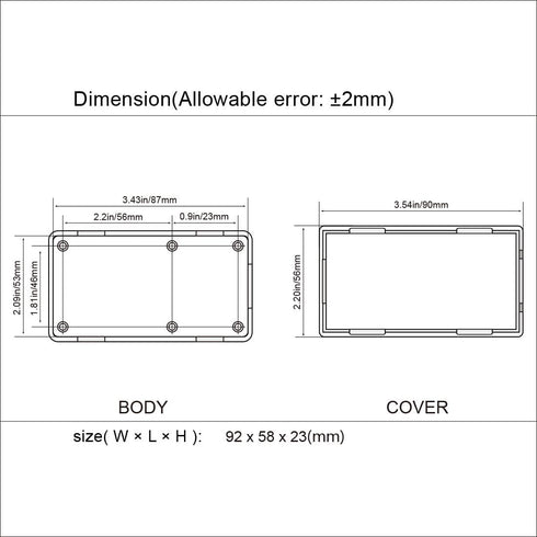 LeMotech 5 Pieces ABS Electrical Project Box, Small Junction Box for Electronics, Black, 3.62 x 2.28 x 0.90 inch