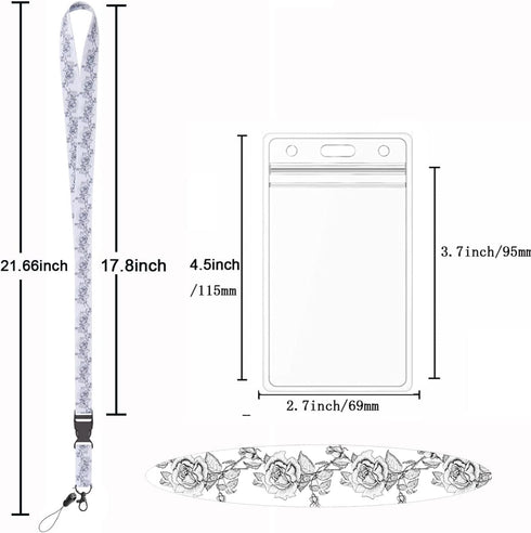 Lanyard with Badge Holder 6 Pack, Neck Lanyards in White and Black for Office, Cruise, Keys, Waterproof