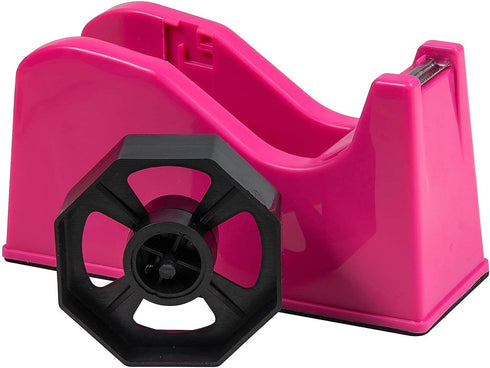 IHOMECOOKER Desktop Tape Dispenser Adhesive Roll Holder with Weighted Nonskid Base (Fits 1" & 3" Core) Rose Red