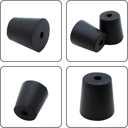 PENCK 6pcs Black Rubber Stopper with Hole, 18mm to 24mm Tapered Plug for Test Tubes, Lab Home Use