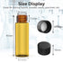 FOUR E'S SCIENTIFIC 100 Pack 4ml Sample Vials, Amber Glass Vials with Black PP Screw Caps for Liquid Storage