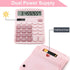 Office Desktop Calculators, 12-Digit Dual Power Cute Calculator with Large LCD Display and Big Button (Pink)