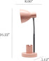 LD1076-PNK 16.22" Simple Designs Sleek Essentials Adjustable Metal Desk Task Lamp with Organizer Compartment