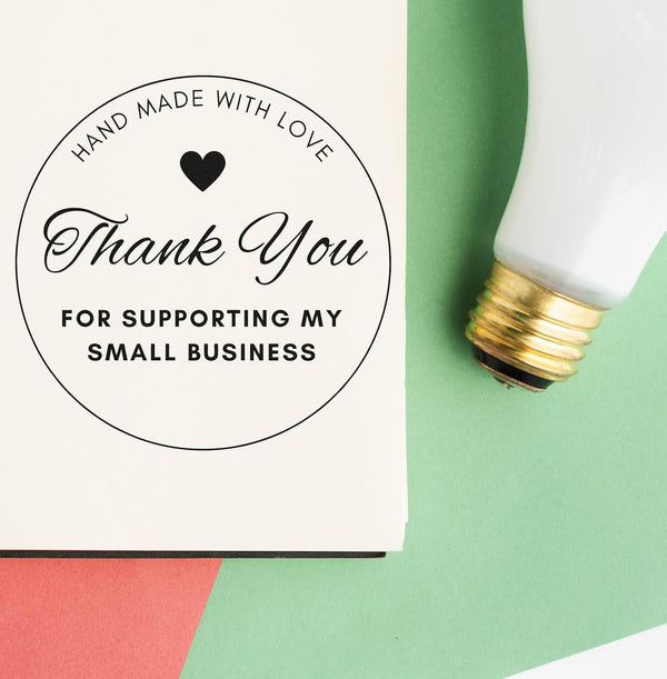 Personalized Thank You Stamp for Small Business, Custom Pre-Inked Handmade with Love