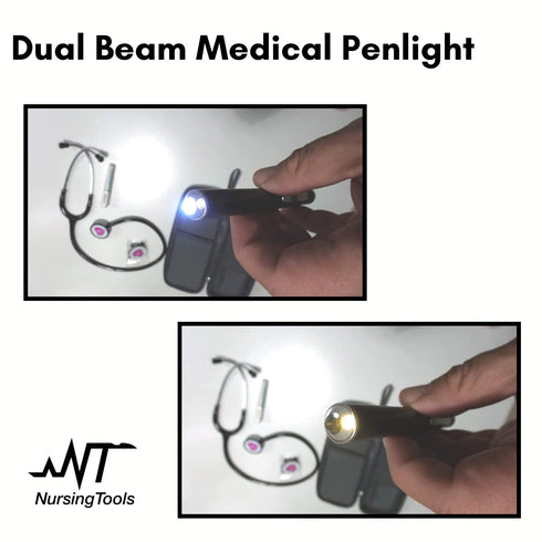 Dual Beam Penlight for Nurses, Students & Medical Doctors, USB LED Rechargeable with Pupil Gauge & 4 cm Measurements