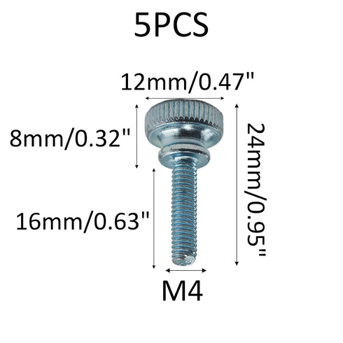 STFRBTH 5PCS M4 16mm x Thumb Screws, Flat Knurled Head Threaded Fasteners for Monitor Mount, TV Wall Bracket