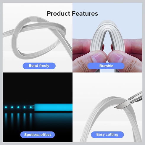 16.4Ft 5mm BTF-LIGHTING Silicone LED Channel System Flexible Milky White Cover DIY Spotless Tube for Width LED