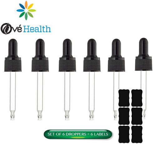 Glass Eye Droppers for Essential Oil, 15ml (1/2 Ounce), Compatible with Most 15 ml Essential Oil Brands