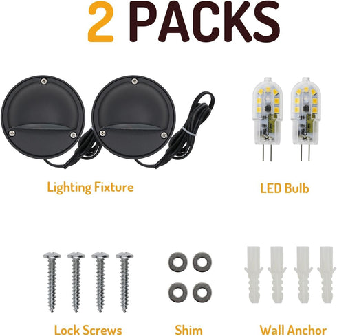 2W (2 Pack) 12V 3000K G4 Bulb Lumina Lighting LED Deck Lights | Low Voltage Landscape Lighting Waterproof - Outdoor