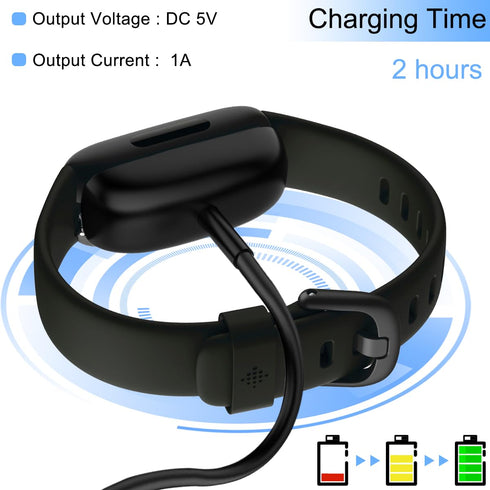 Replacement Charging Cable for Fitbit Inspire 3, USB Dock Cord for Smart Watch Fitness Tracker, 2 Pcs 3.3ft/1.0ft with