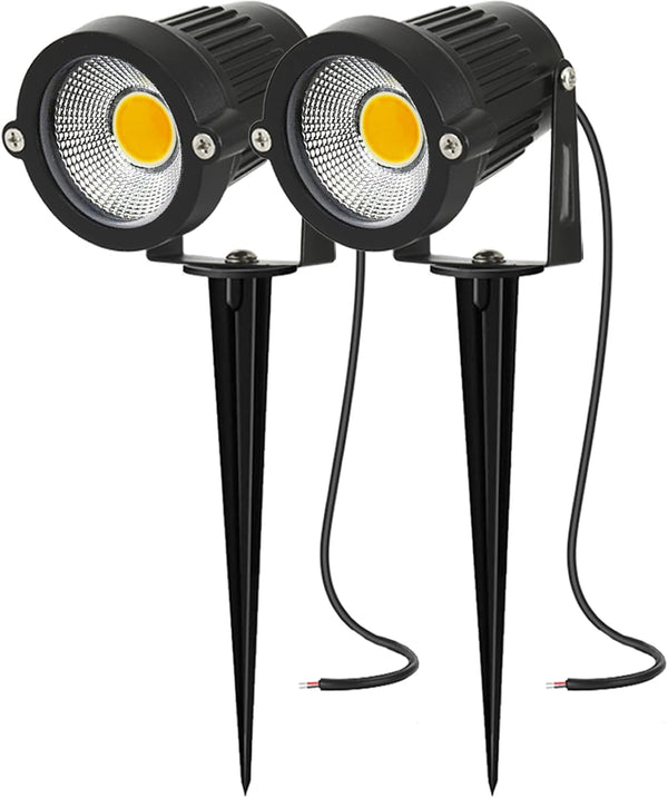 LED Landscape Lights, Low Voltage Spotlights 5W 12V 24V, Garden Pathway Lights for Indoors Outdoors (2 Pack)