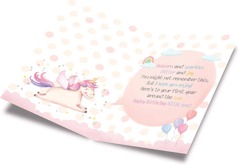 Prime Greetings First (1st) Birthday Card - Eco-Friendly, Made in America, Thick Card Stock with Premium Envelope 5in x