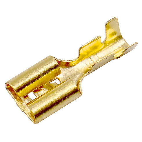 Baomain 100-Pack 1/4 inch Female Spade Quick Splice Crimp Terminals, 6.3mm Non Insulated Connector