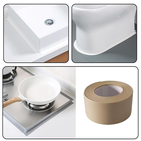 Waterproof Caulk Tape Sealant Strip, 1.5"W x 10.5'L PVC Tapes for Kitchen Bathroom Bathtub Sink