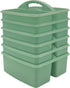 Teacher Created Resources Eucalyptus Green Portable Plastic Storage Caddy 6-Pack, 3 Compartments for Organization