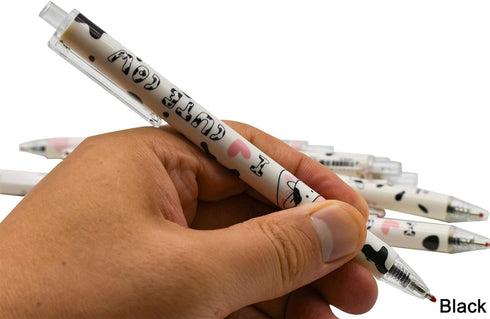Maydahui 42PCS Cute Milk Cow Gel Pen, Cartoon Animal Pens, Retractable Printing Pen, Black Ink for Office Supply