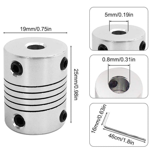 AFUNTA 5 Pcs Flexible Couplings 5mm to 8mm for NEMA 17 Stepper Motors - Compatible with Small CNC Machines & 3D Printers