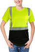 High Visibility Quick Dry Safety Shirts with Reflective Strips Pocket Short Sleeve Mesh Hi Vis for Men/Women