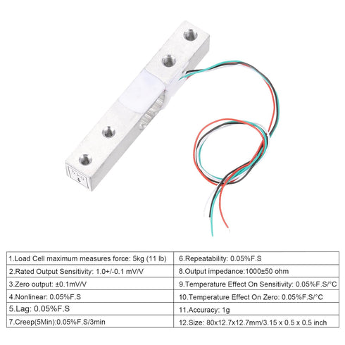 MECCANIXITY 4 Set Digital Load Cell Weight Sensor, 5KG + HX711 Module for DIY Portable Electronic Kitchen Scale