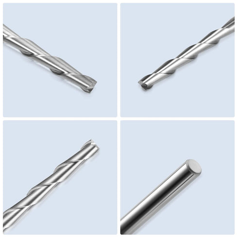 HQMaster CNC Router Bits 1/8" Shank CNC Bit End Mill Flat Nose Carbide Endmill, Two Flute Spiral Upcut Milling Cutter
