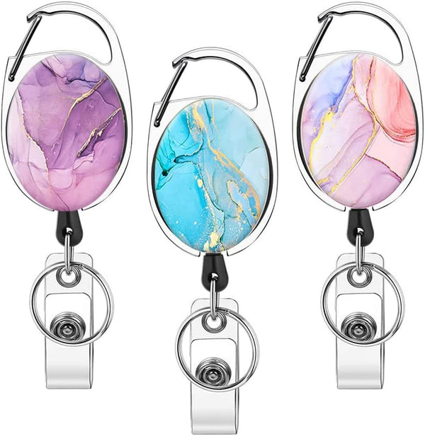 Heavy Duty Retractable Badge Reel with Carabiner, Cute Badge Holder ID Name Badge Reels for Office