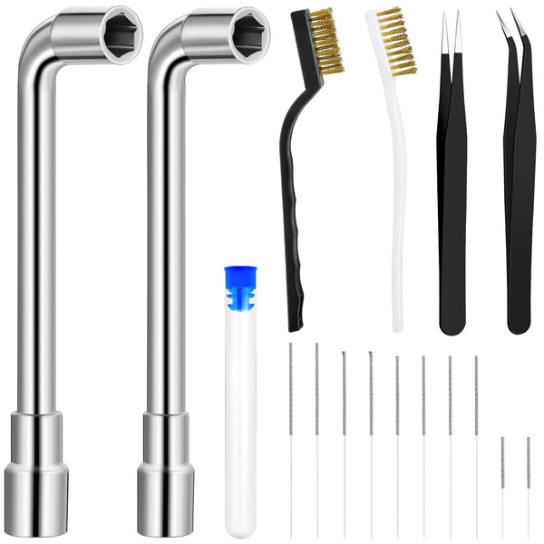 16 Pieces 3D Printer Nozzle Wrench Cleaning Kit, Includes 10 Nozzle Cleaning Pins, Tweezers, and Wrenches