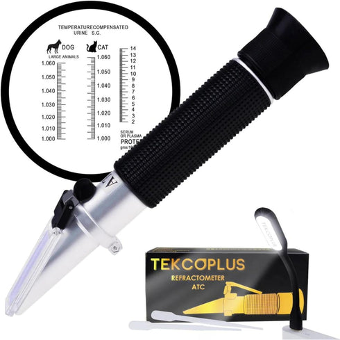 3-in-1 Veterinary Refractometer, Animal Clinical Refractometer for Cat and Dog Urine Specific Gravity with ATC