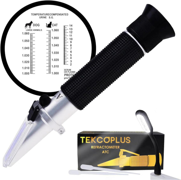 3-in-1 Veterinary Refractometer, Animal Clinical Refractometer for Cat and Dog Urine Specific Gravity with ATC