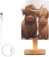 Oarencol Bedside Table Lamp Fun Highland Cow Animal Nightstand Lamp with Wood Desk