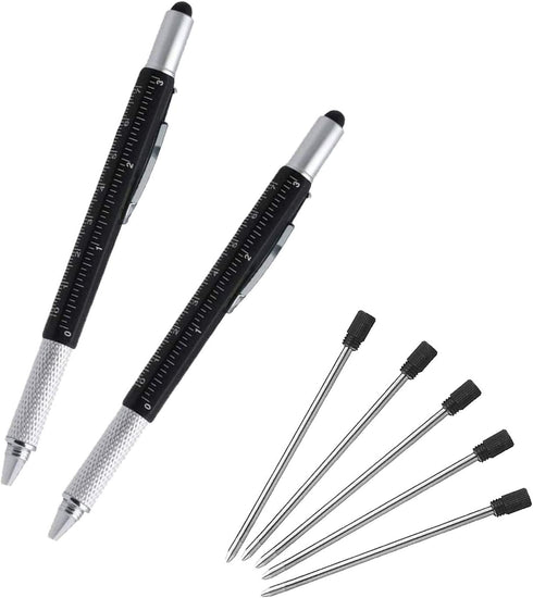 Multifunction Tool Pen, 6 in 1 with Ballpoint Pen, Touch Screen Stylus, Ruler, Screwdrivers