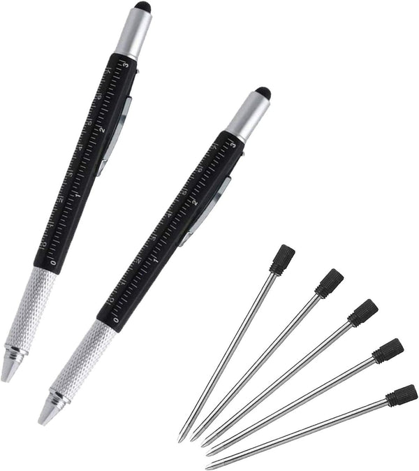 Multifunction Tool Pen, 6 in 1 with Ballpoint Pen, Touch Screen Stylus, Ruler, Screwdrivers