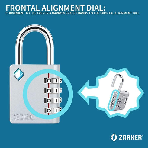 XD40 4 Digit Combination Lock, Padlock for School Gym Locker, Fence, Toolbox, Case Storage (1-Pack, Blue)