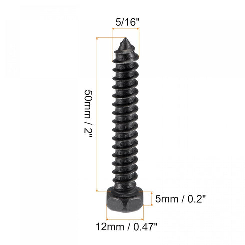 uxcell Hex Lag Screws 5/16" x 2" Carbon Steel Phillips Head Half Thread Self-Tapping Bolts for Deck Building or Joining Lumber 10pcs