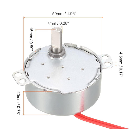 Synchronous Gear Motor, AC 24V, 1.4-1.7RPM 50-60Hz D Shaft CCW/CW, 4W Electric Motor for Turntable