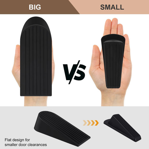 Premium Rubber Door Stoppers for Bottom of Door, Heavy Duty Stackable Wedge for Carpet, 2 Pack (Big, Black)