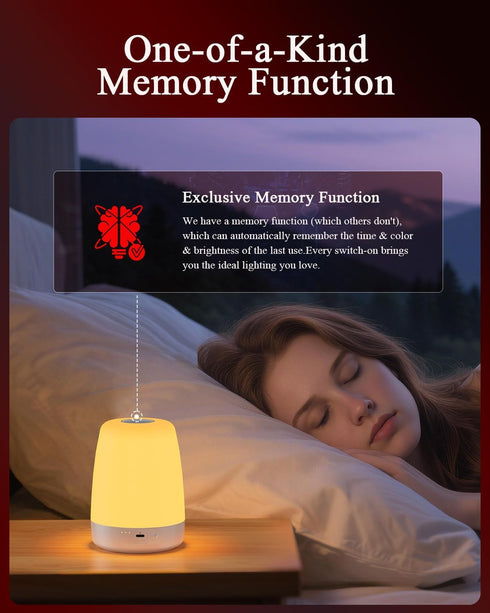 Generic 670nm 2 3 2H Red Light Night Light for Bedroom - Sleep-Enhancing Lamp, Color Mode, Brightness Level, Touch